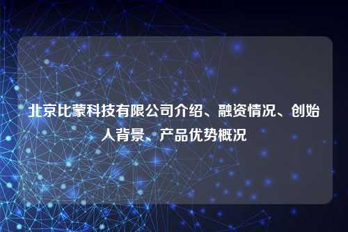 北京比蒙科技有限公司介绍、融资情况、创始人背景、产品优势概况