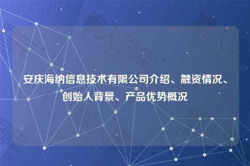 安庆海纳信息技术有限公司介绍、融资情况、创始人背景、产品优势概况