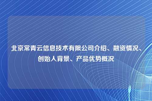 北京常青云信息技术有限公司介绍、融资情况、创始人背景、产品优势概况