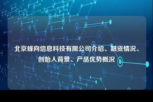 北京蜂向信息科技有限公司介绍、融资情况、创始人背景、产品优势概况