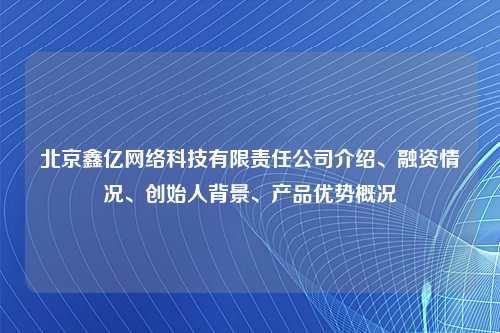 北京鑫亿网络科技有限责任公司介绍、融资情况、创始人背景、产品优势概况