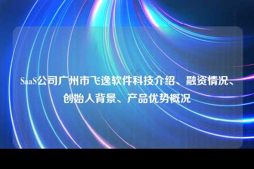 SaaS公司广州市飞逸软件科技介绍、融资情况、创始人背景、产品优势概况