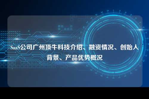 SaaS公司广州顶牛科技介绍、融资情况、创始人背景、产品优势概况