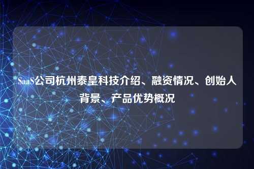SaaS公司杭州泰皇科技介绍、融资情况、创始人背景、产品优势概况