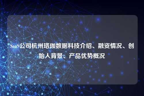 SaaS公司杭州珞珈数据科技介绍、融资情况、创始人背景、产品优势概况